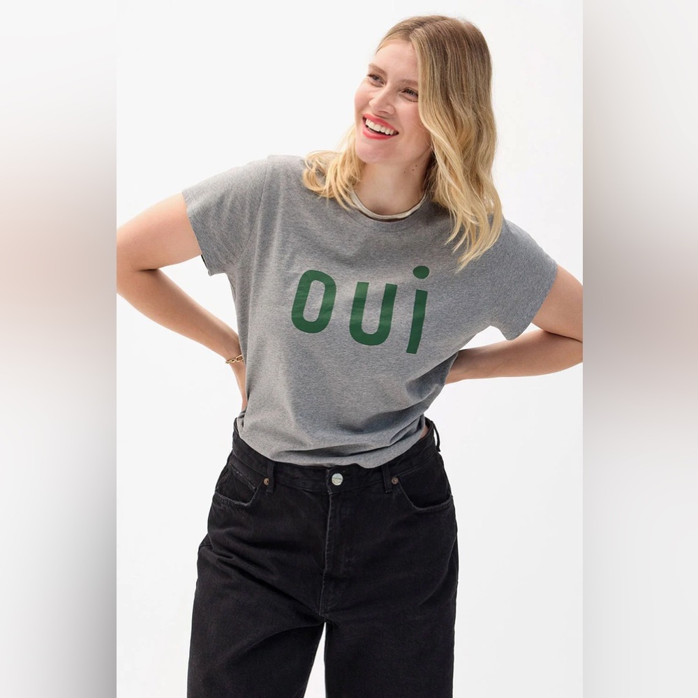 Clare V. Classic Tee Oui Grey Melange - Picture 8 of 15